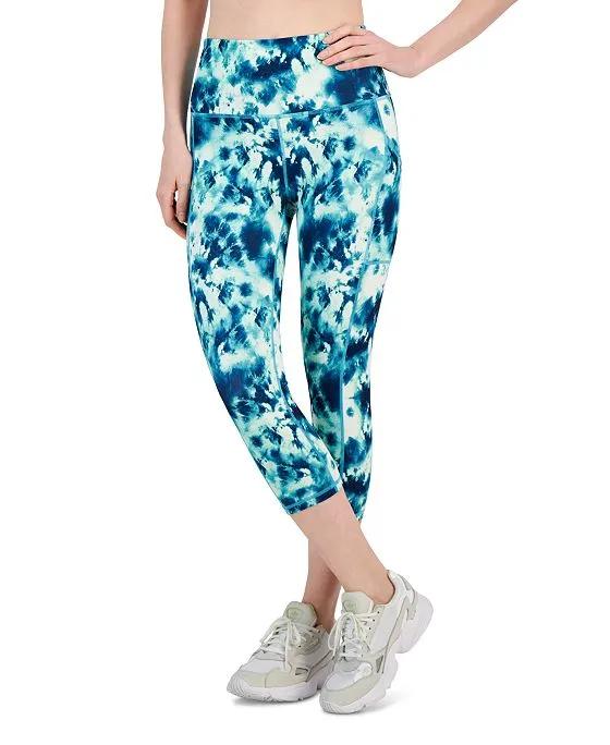 Women's Compression Printed Crop Side-Pocket Leggings, Created for Macy's