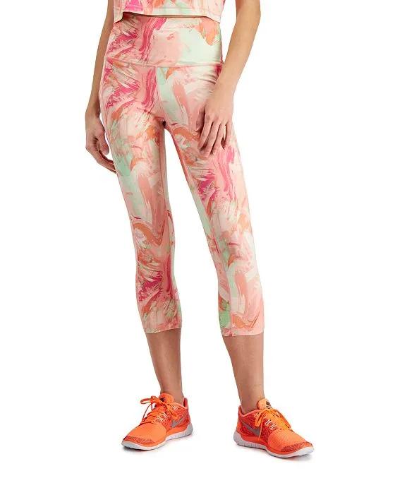 Women's Compression Printed Crop Side-Pocket Leggings, Created for Macy's