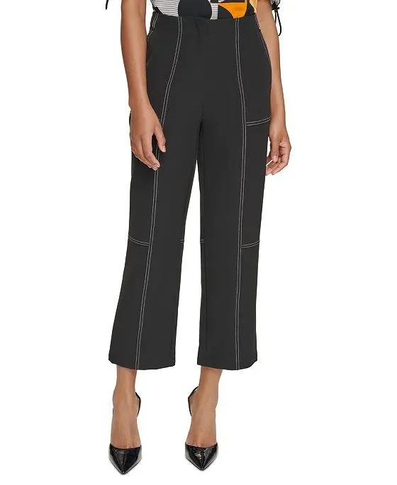 Women's Contrast-Stitching Cropped Pants