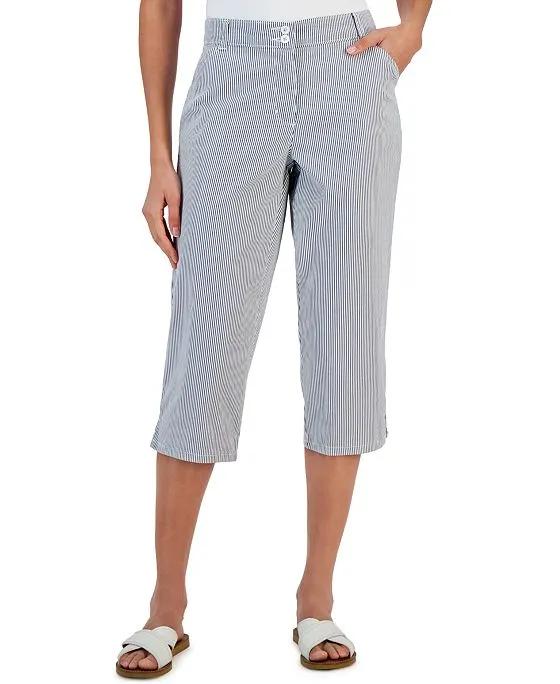 Women's Corded Striped Capri Pants, Created for Macy's