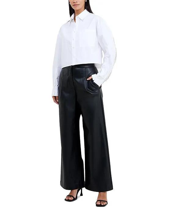 Women's Corlenda Faux-Leather Wide-Leg Pants