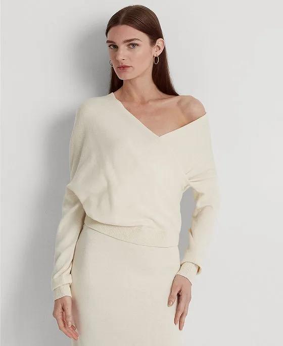 Women's Cotton-Blend Surplice Sweater