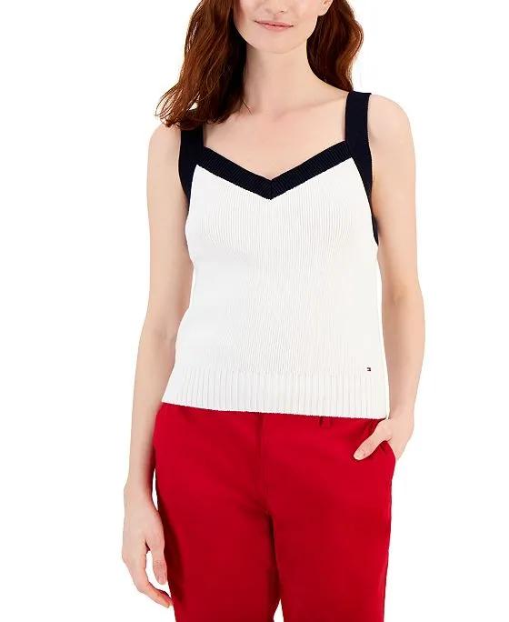 Women's Cotton Colorblocked Sweater Tank Top