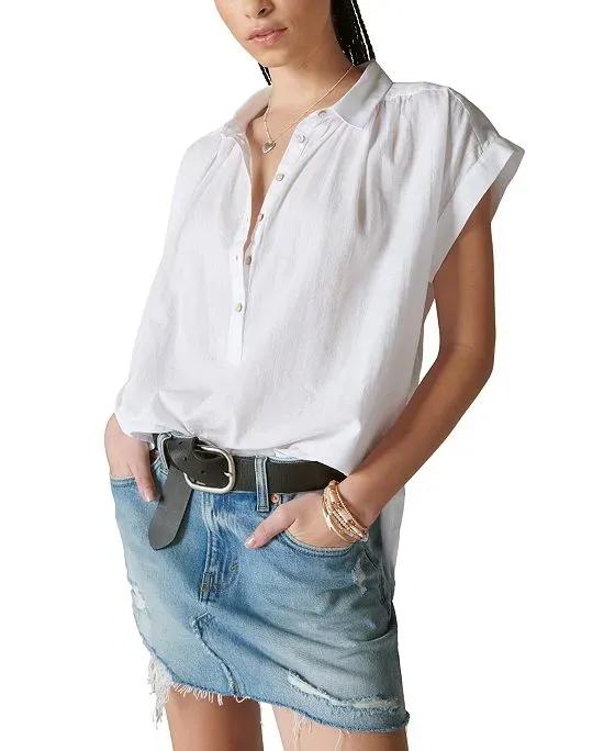 Women's Cotton Dolman-Sleeve Popover Shirt