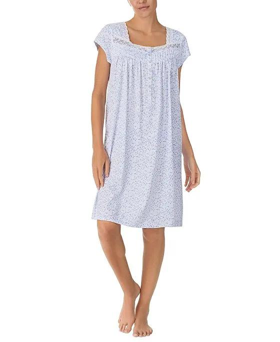 Women's Cotton Embellished Cap-Sleeve Nightgown