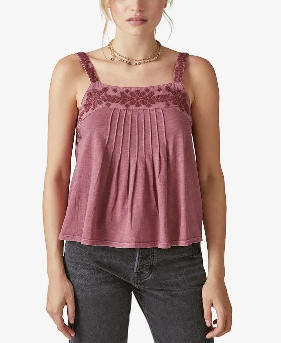 Women's Cotton Embroidered Tank Top
