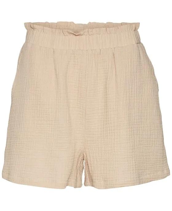 Women's Cotton Gauze High-Waist Pull-On Shorts