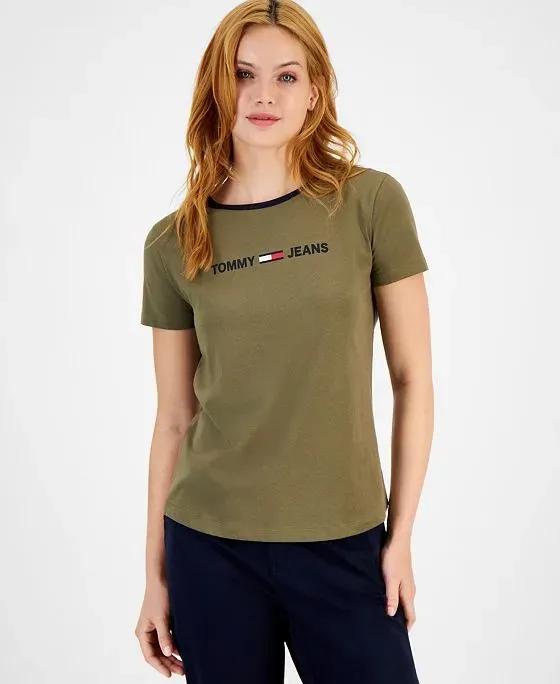 Women's Cotton Graphic Contrast-Trim T-Shirt