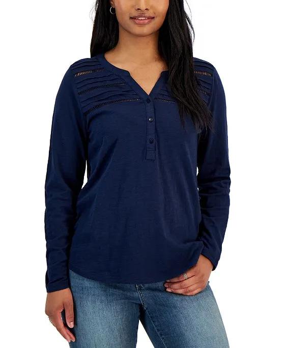 Women's Cotton Henley Top, Created for Macy's