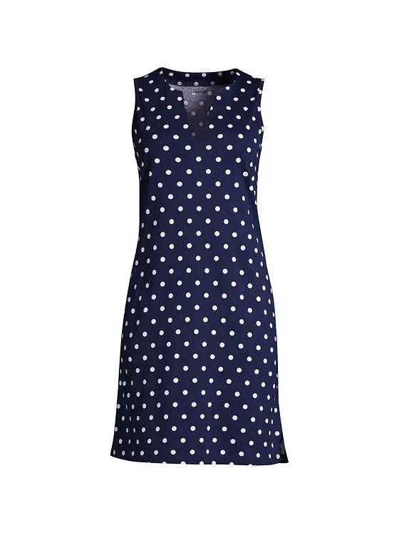 Women's Cotton Jersey Sleeveless Swim Cover-up Dress Print