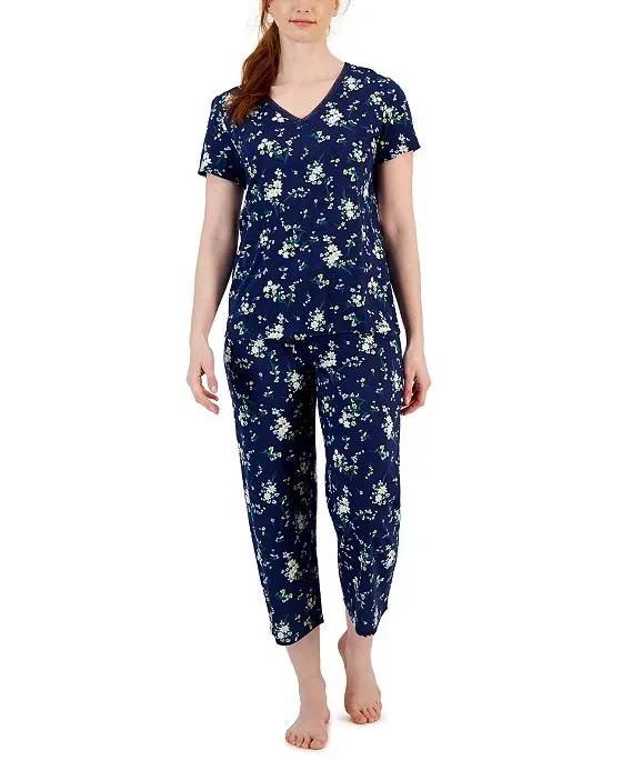 Women's Cotton Lace-Trim Essentials Capri Pajama Set, Created for Macy's