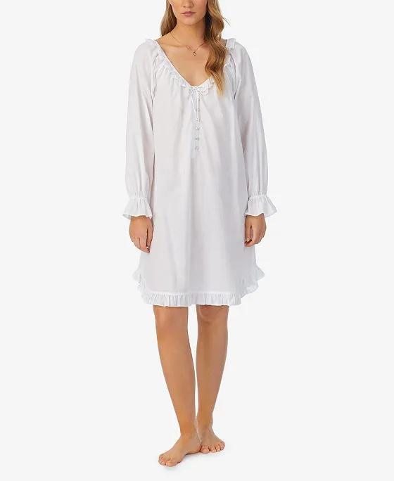 Women's Cotton Long Sleeve Sleepshirt Nightgown