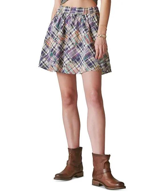 Women's Cotton Pull-On Patchwork Mini Skirt