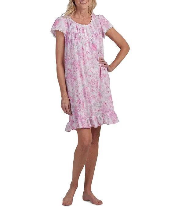 Women's Cotton Ruffled-Hem Nightgown