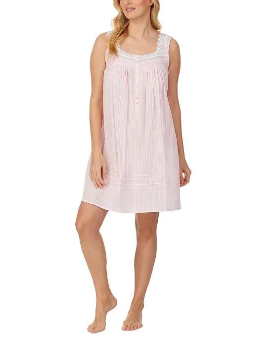 Women's Cotton Sleeveless Lace-Trim Nightgown