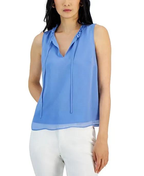 Women's Crinkle Chiffon Ruffle-Collar Blouse, Created for Macy's