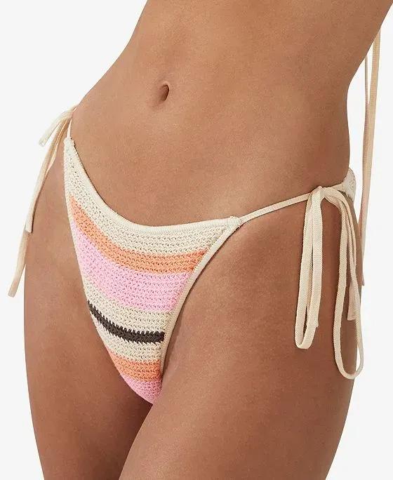 Women's Crochet Side-Tie Brazilian Bikini Bottoms