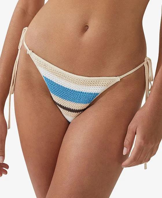 Women's Crochet Side-Tie Brazilian Bikini Bottoms