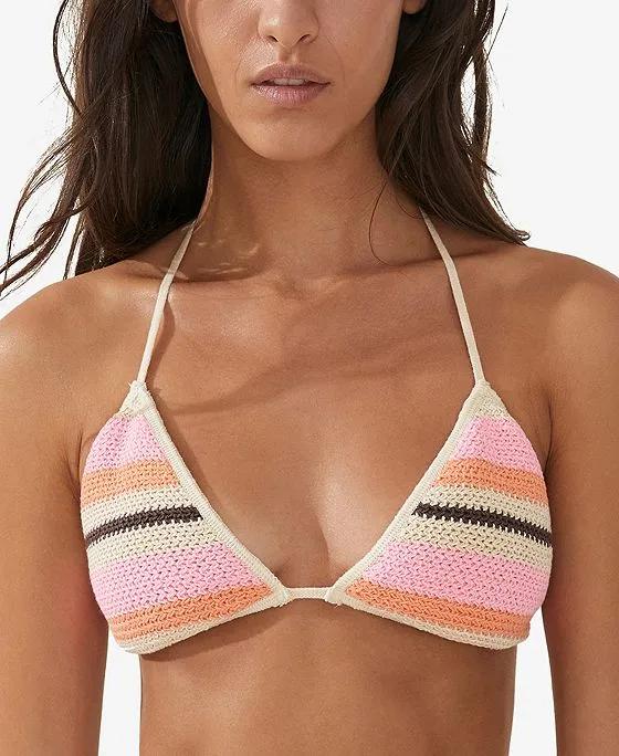 Women's Crochet Triangle Halter Bikini Top