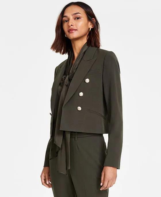 Women's Cropped Bi-Stretch Notch-Lapel Jacket, Created for Macy's