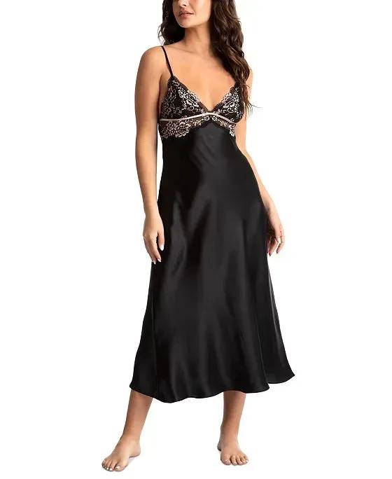Women's Cross-Dyed Lace Satin Nightgown