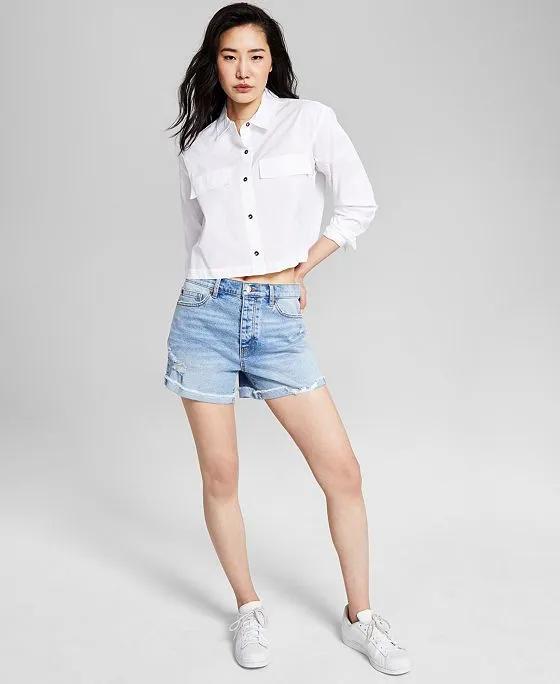 Women's Cuffed High-Rise Jean Shorts