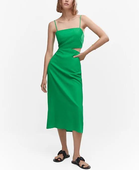Women's Cut-Out Linen-Blend Dress
