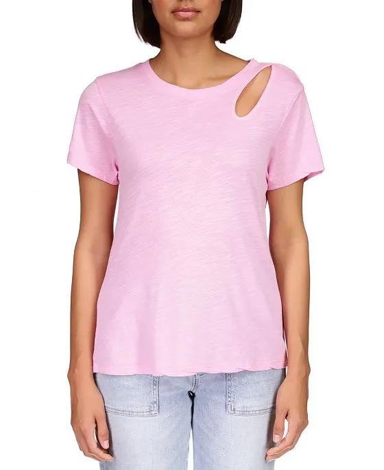 Women's Cut To The Chase Short-Sleeve Cut-Out Top