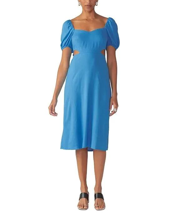 Women's Cutout Puff-Sleeve Midi Dress