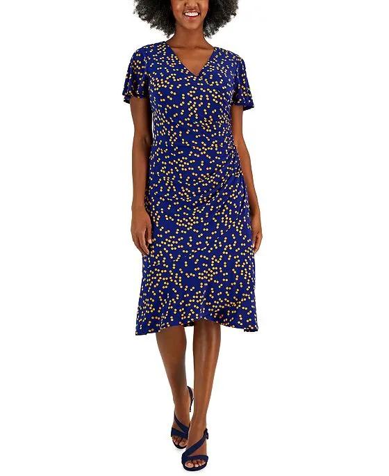 Women's Dahlia Dot-Print V-Neck Flutter-Sleeve Dress