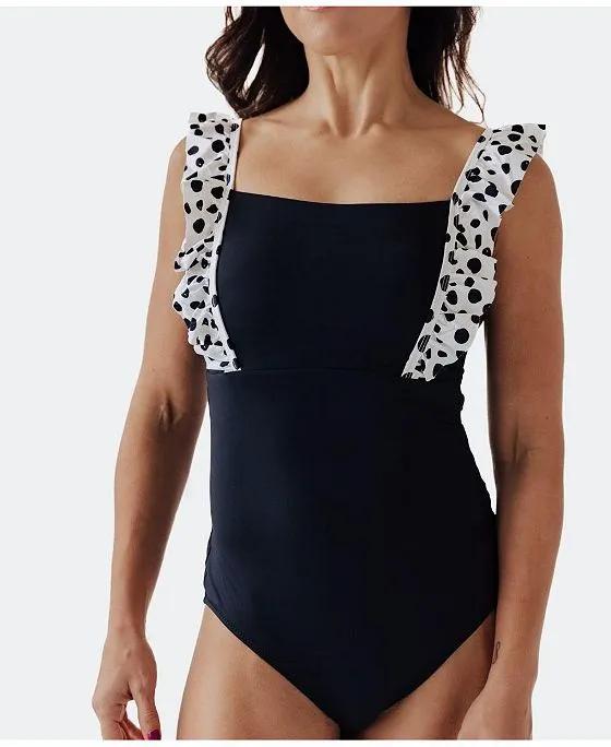 Women's Dalmatians on Vacation Ruffle One Piece Swimsuit