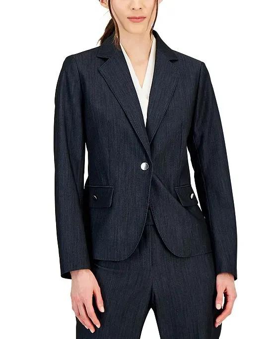 Women's Denim One-Button Jacket