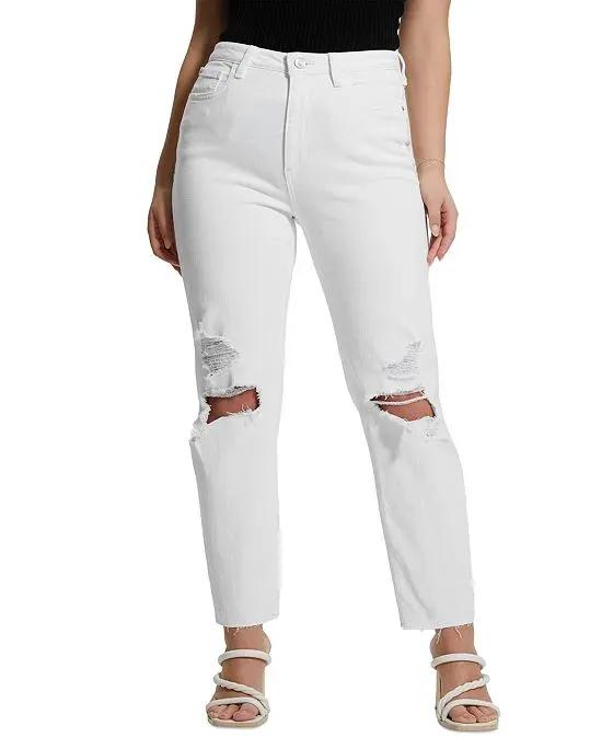 Women's Destroyed High-Rise Mom Jeans