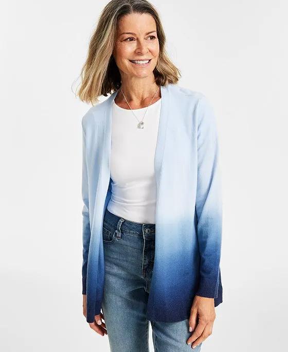 Women's Dip-Dyed Open-Front Cardigan, Created for Macy's