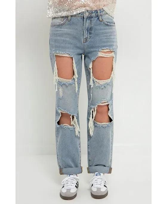 Women's Distressed Denim Jeans