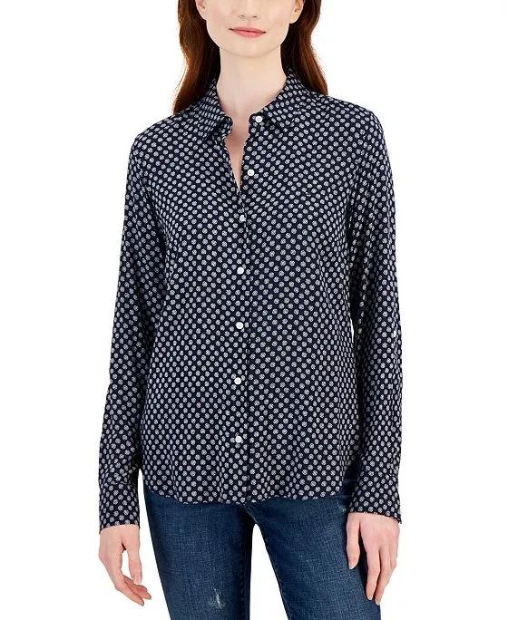 Women's Ditsy Floral Printed Button Shirt