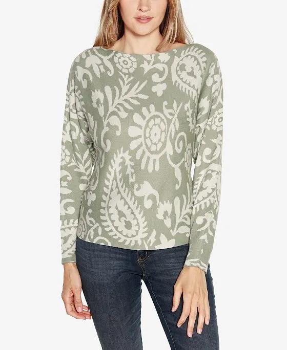 Women's Dolman Sleeve Paisley Sweater