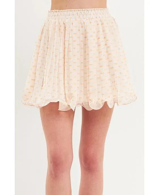 Women's Dot Pleated Mini Skirt