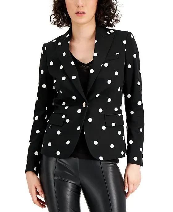 Women's Dot-Print One-Button Jacket