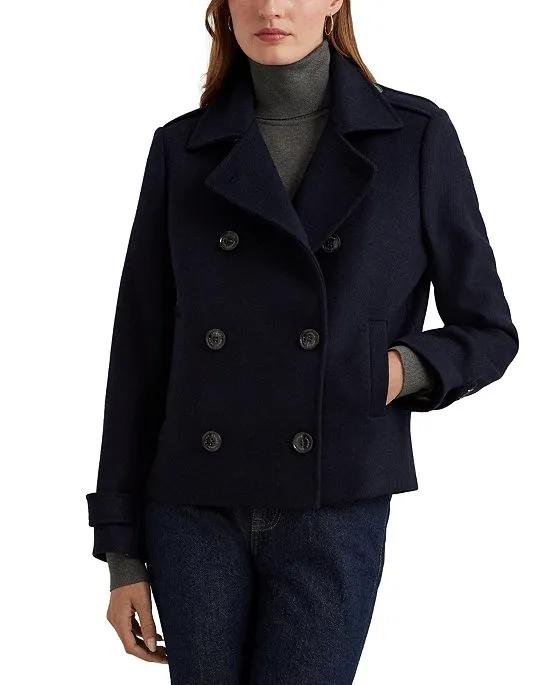 Women's Double-Breasted Cropped Peacoat