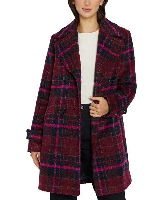 Women's Double-Breasted Plaid Coat