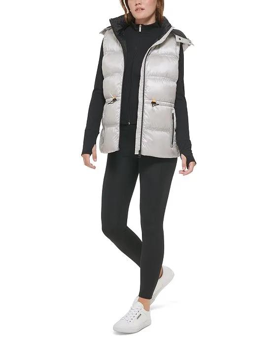 Women's Double-Quilted Hooded Vest