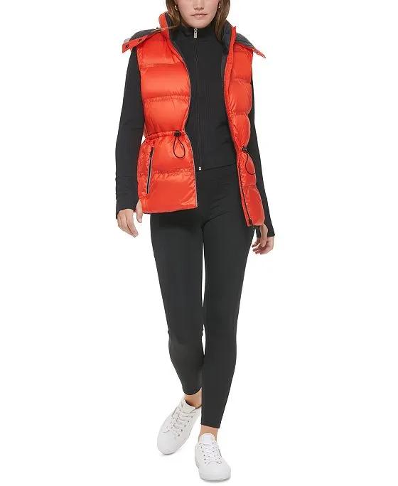 Women's Double-Quilted Hooded Vest