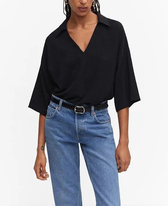 Women's Double Shirt-Collar Blouse