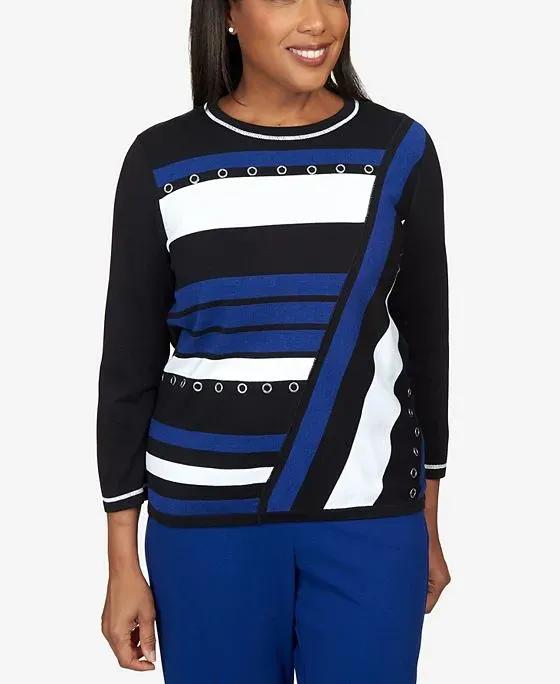 Women's Downtown Vibe Spliced Colorblock 3/4 Sleeve Sweater