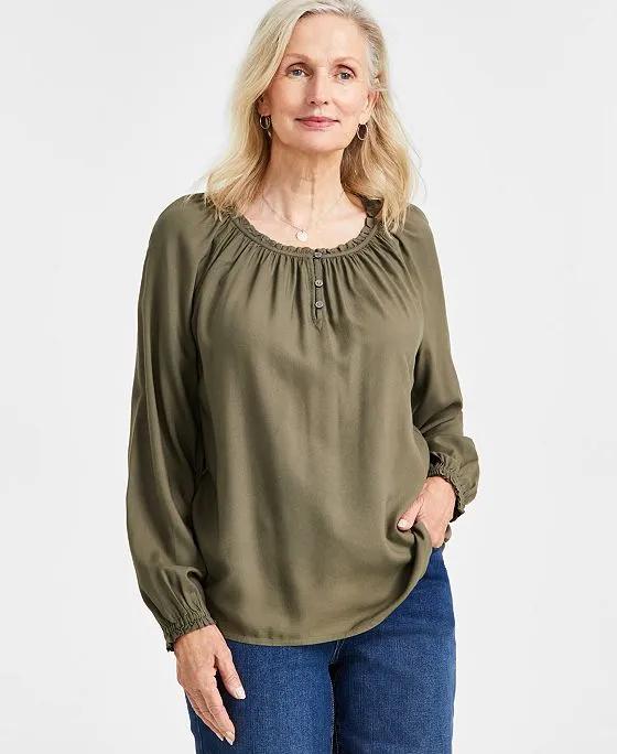 Women's Drapey Popover Peasant Top, Created for Macy's