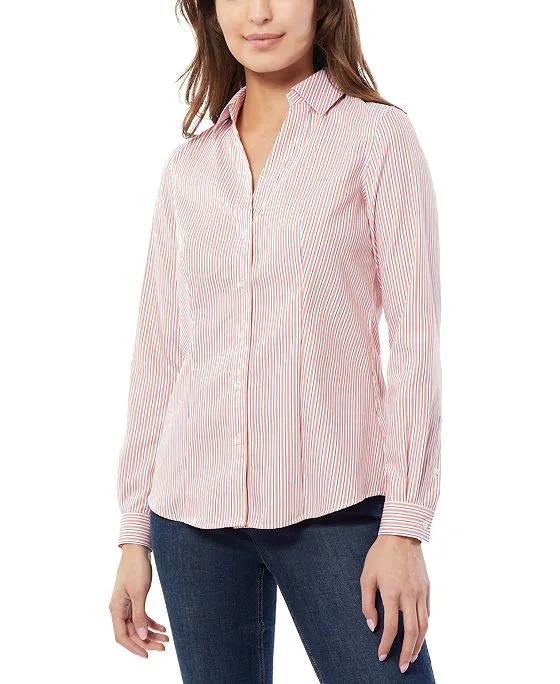 Women's Easy Care Button Up Long Sleeve Blouse 