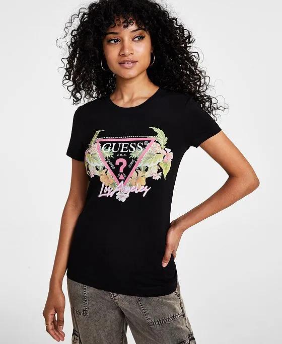 Women's Eco Floral Triangle Logo Tee
