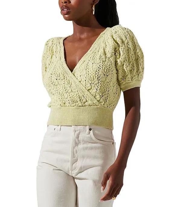 Women's Elowen Textured Knit Puff-Sleeve Sweater