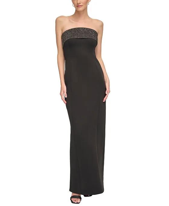 Women's Embellished-Overlay Strapless Gown